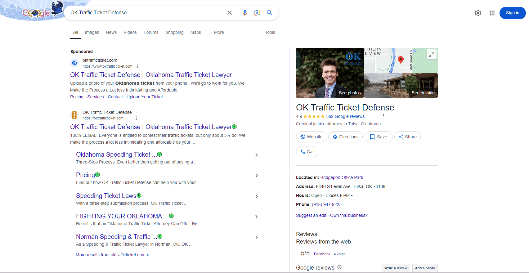 OK Traffic Ticket Defense Google Profile